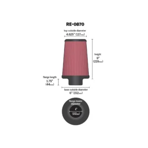 K&N  RE-0870 Универсален спортен въздушен филтър.