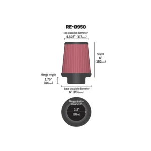 K&N  RE-0950 Универсален спортен въздушен филтър.
