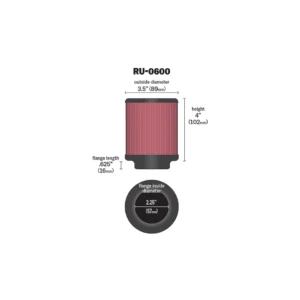 K&N  RU-0600 Универсален спортен въздушен филтър.