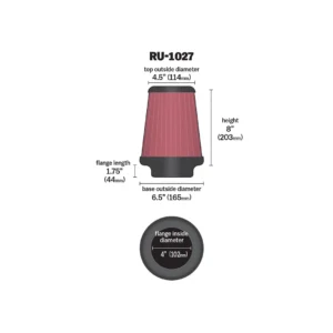 K&N  RU-1027 Универсален спортен въздушен филтър.
