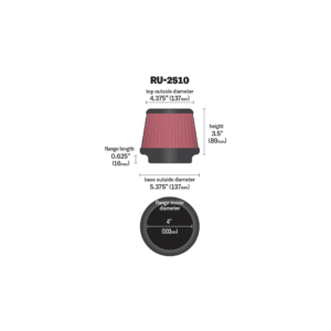 K&N  RU-2510 Универсален спортен въздушен филтър.