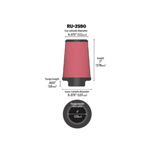 K&N  RU-2590 Универсален спортен въздушен филтър.