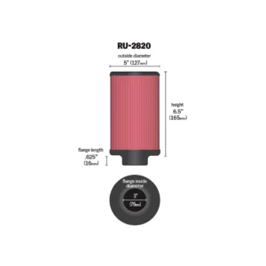 K&N  RU-2820 Универсален спортен въздушен филтър.