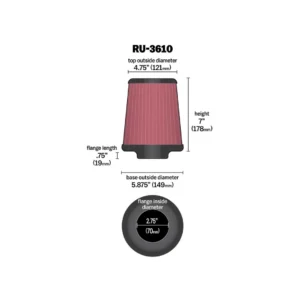 K&N  RU-3610 Универсален спортен въздушен филтър.