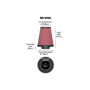K&N  RU-4700 Универсален спортен въздушен филтър.