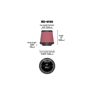 K&N  RU-4740 Универсален спортен въздушен филтър.