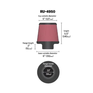 K&N  RU-4950 Универсален спортен въздушен филтър.