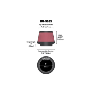 K&N  RU-5163 Универсален спортен въздушен филтър.